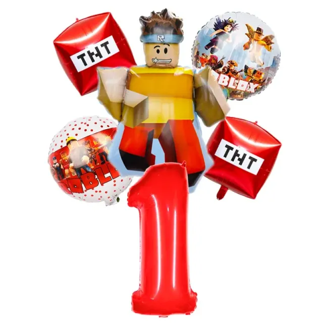 Stylish set of birthday balloons in the performance of popular characters from Minecraft