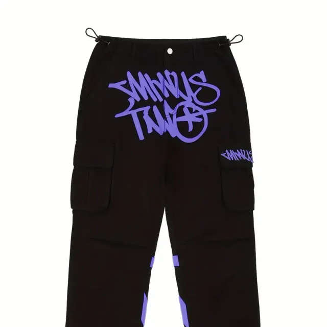 Men's cargo pants Y2K with scribble print