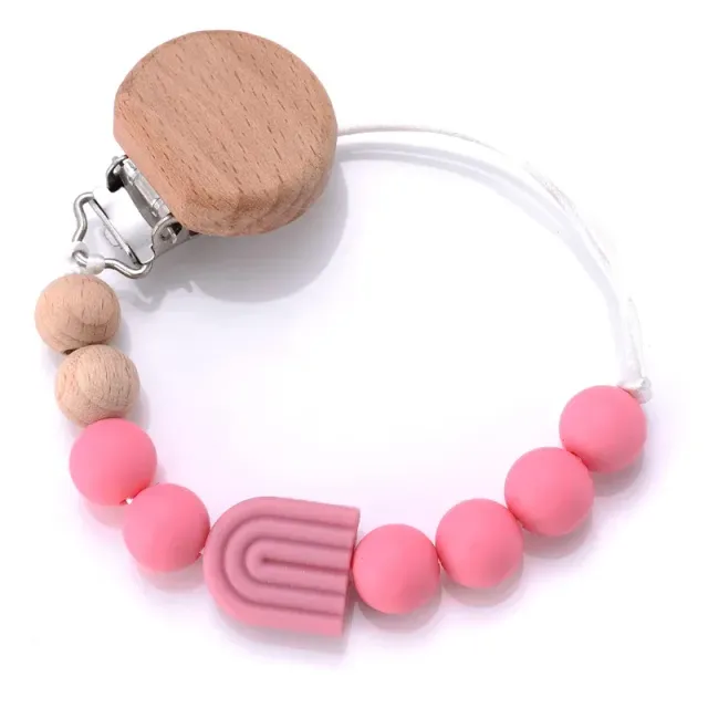 Silicone pacifier clip with bite and pet motif