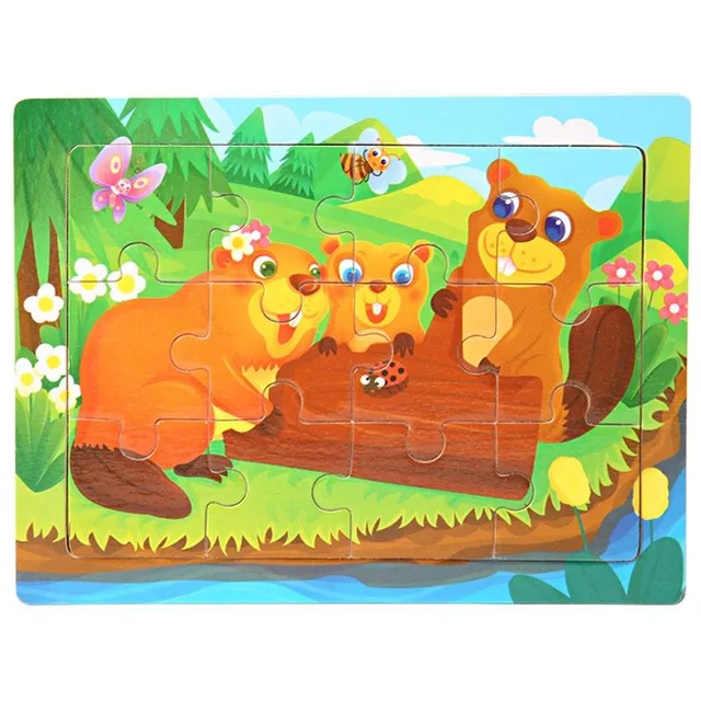 Dzieci słodkie puzzle drewniane ze zwierzętami