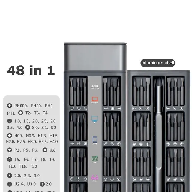 128 v 1 Sada šroubováků Reel Storage Box Pěticípá hvězda ve tvaru bitové hlavy Magnetická sada přesných šroubováků Nástroj na opravu telefonu