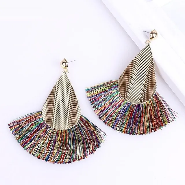 Women's hanger earrings with tassel G580