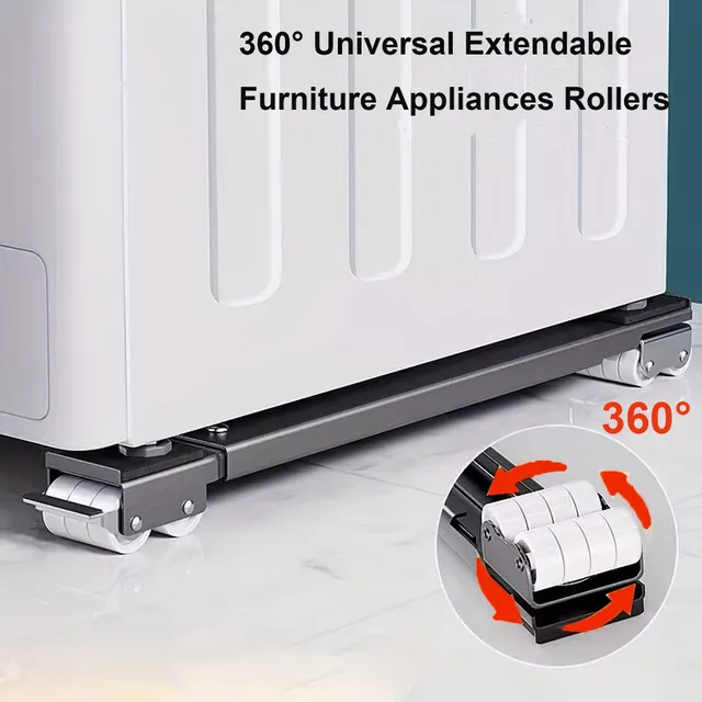 1 Set 360° Universal Roller for Furniture Appliances, Strong Moving Tools With 24 Rollers A Brake Equipment For Heavy Laundry With Dryer, Refrigerator With Rotary Mobile Wheels, Stand, Noseness Up to 700 Lb