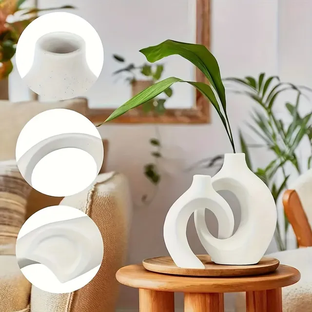 Vază ceramică golă, rotundă, modernă boho, cu accente de simplitate nordică - Ideală pentru decorațiuni de casă trendy