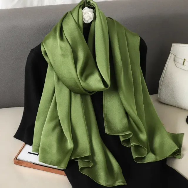 Fashionable satin scarf with a size of 90x180 cm for women