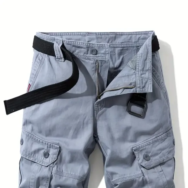 Men's loose cotton shorts with drawstring and button pockets - ideal for summer (belt not included)