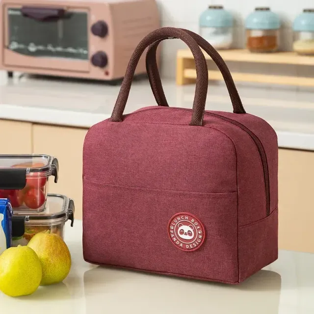 Portable thermoinsulating canvas lunch bag for children to school