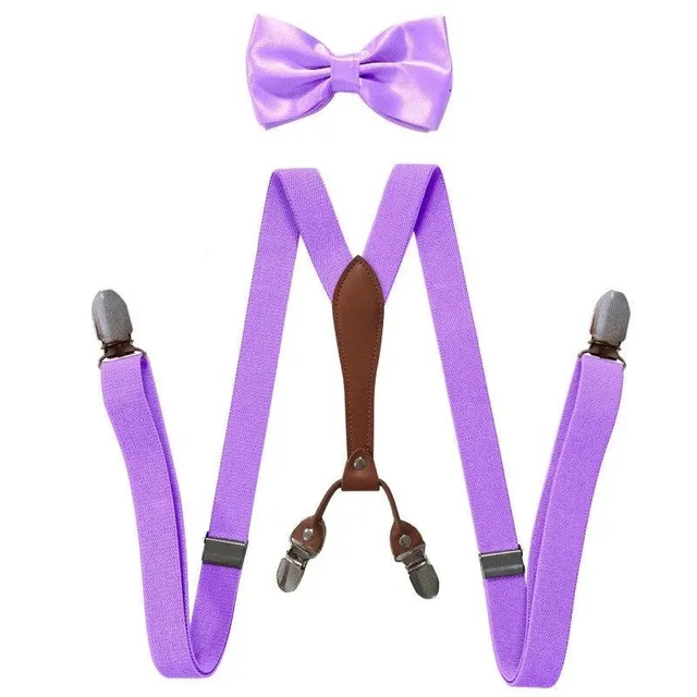 Men's suspenders with bow tie yellow Aspen fialova