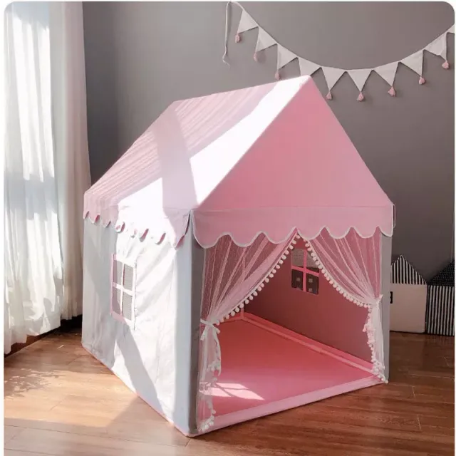Skládací dětský stan se záclonkami a okýnkem ve tvaru domečku