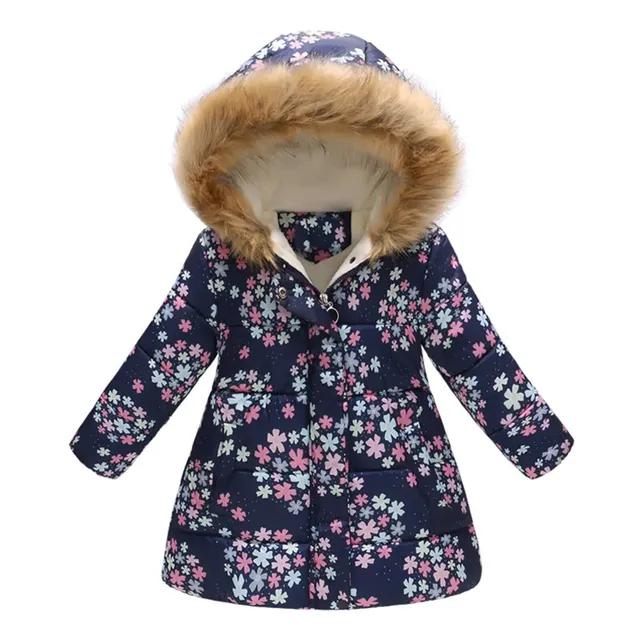 Children's winter windproof warm jacket with hood for girls A 6-7 Years