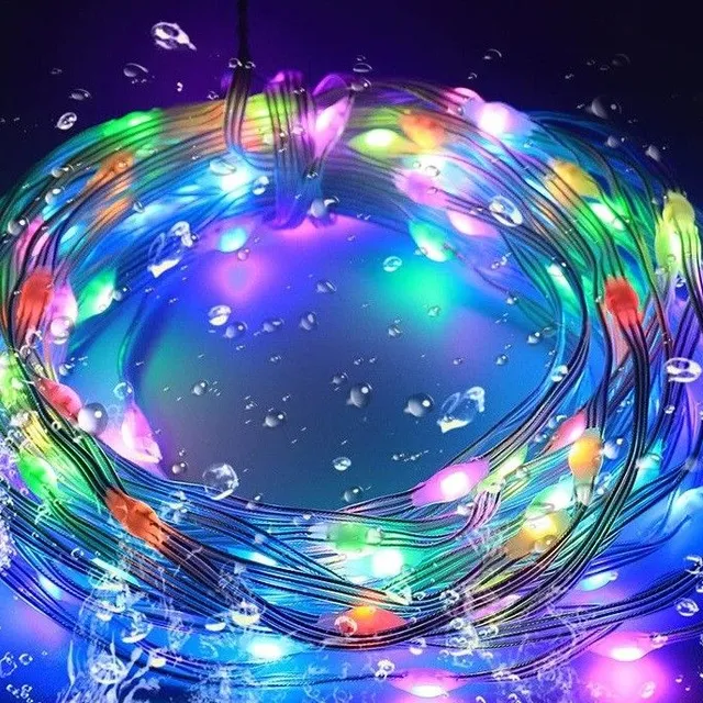 USB světelný řetěz s dálkovým ovladačem 10 m RGB barvy 100 LED, venkovní i vnitřní použití IP65