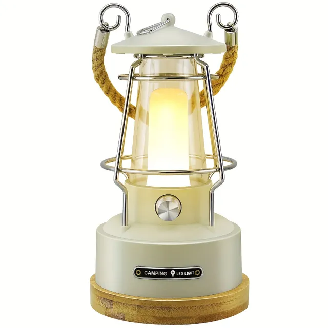 1pc Vintage rechargeable camping lantern, 370LM dimmable LED, battery flashlight, waterproof LED retro lights for camping, power outages, hurricane, home decoration