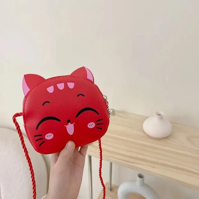 Children's crossbody bag with cute cat - fashionable mini purse for girls