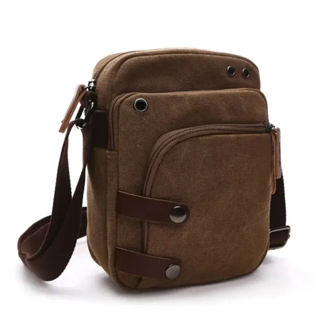 Fashionable men's summer portable small crossbody satchel from canvas