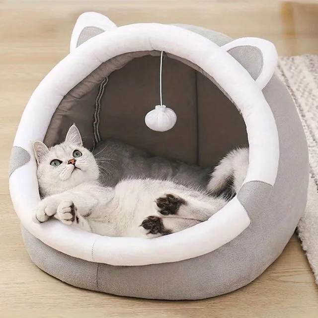 Cuib drăguț pentru pisici în formă de peșteră - Adăpost moale pentru căldură și confortul blănosului dumneavoastră