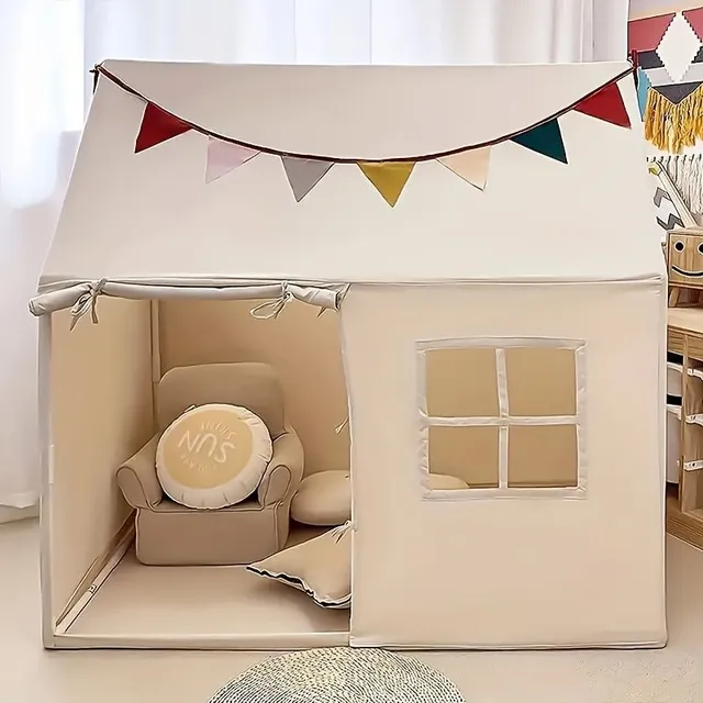 Detský detský stan s podložkou a oknami - pre zábavu vo vnútri i vonku
