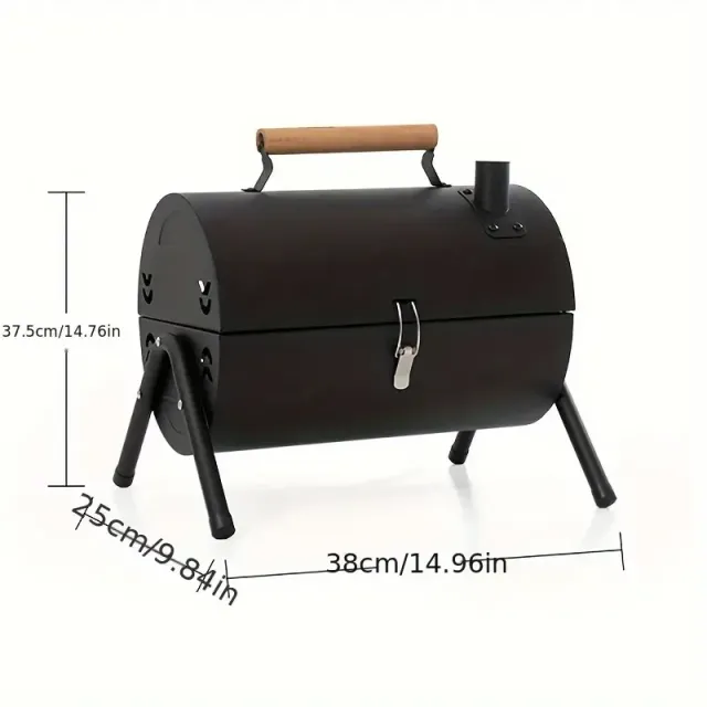 Portable non-smoking stainless steel charcoal grill with valve and handle - outdoor and indoor grill for picnic and camping