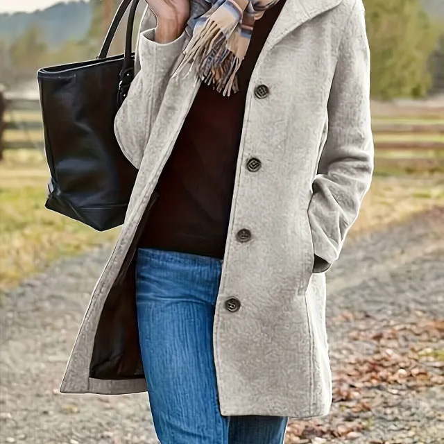 Women's elegant long-sleeved coat for autumn and winter