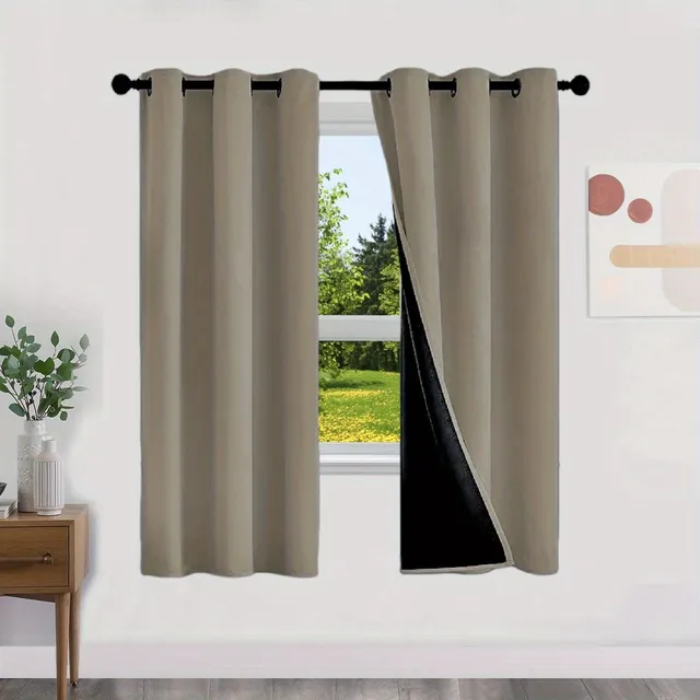 Blackout curtains with no pattern with thermal lining - Energy saving, privacy and style for living room, bedroom, kitchen and bathroom