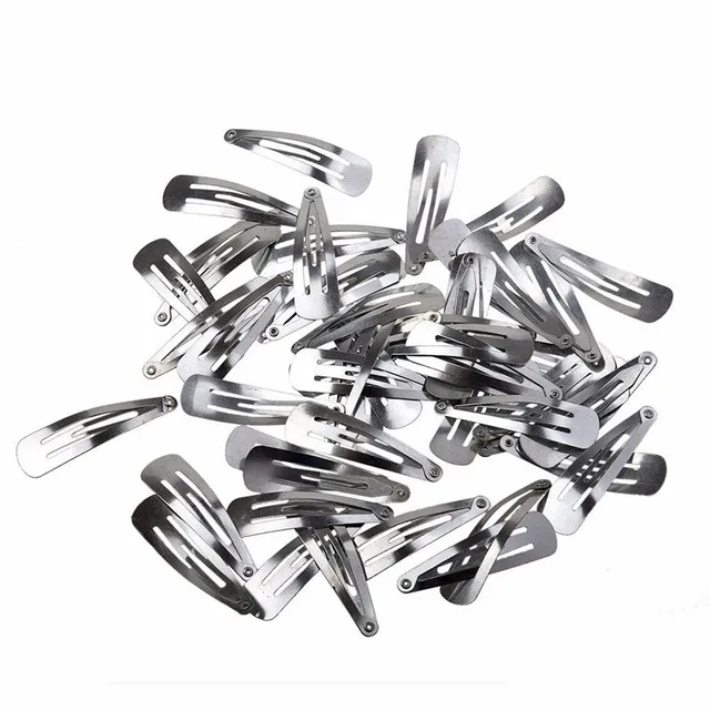 Silver hair clips - 50 pcs - 3 sizes