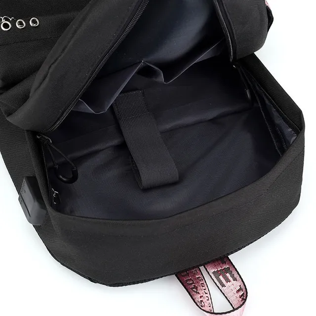 School bag with stylish lace on top pocket - Blackpink