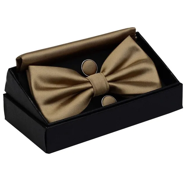 Men's bow tie, handkerchief and cuff links Augustine