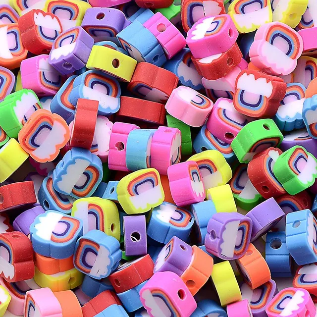 Girls coloured beads for stringing - various motifs - 100 pcs