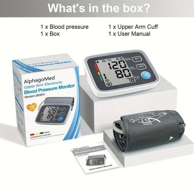 1pc Automata karnyomásmérő digitális kijelzővel és állítható mandzsetta otthoni használatra (a csomagokat nem tartalmazza)