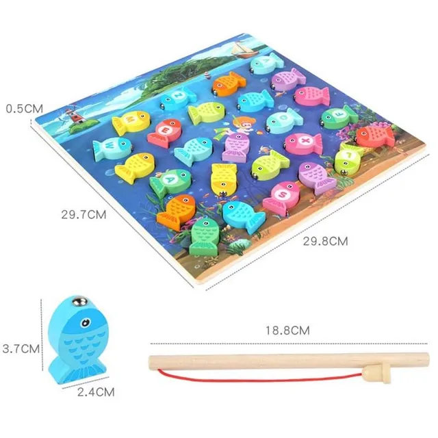 Children's Learning Wood Game Magnetic Fishing