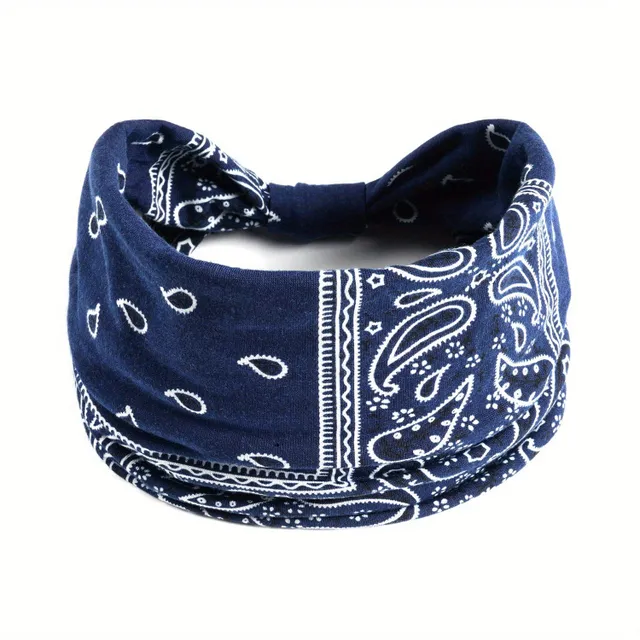 Women's boho headband with paisley pattern - stretchable and elegant for sport and common wearing