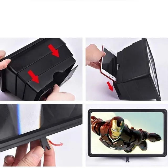 Folding mobile display magnifier - telephone stand with magnifying glass