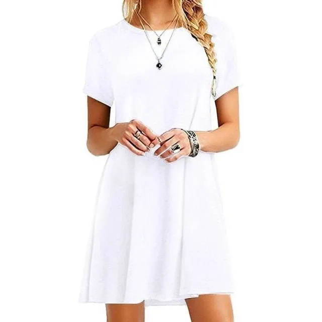 Elegant ladies dress above the knee with short sleeves