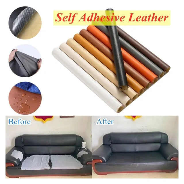 Self-adhesive leatherette patch for easy furniture repair in various colours