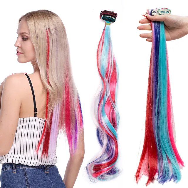 Extensii colorate pentru păr cu clips 80g