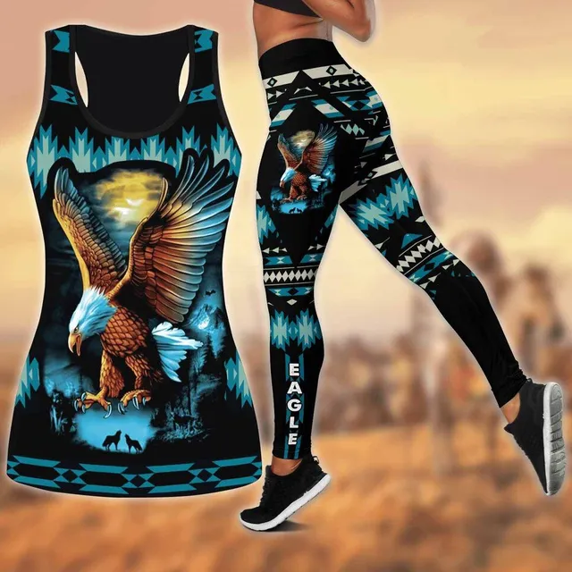 Women's Summer Set Stretch Clothes - T-shirt and leggings with various motifs