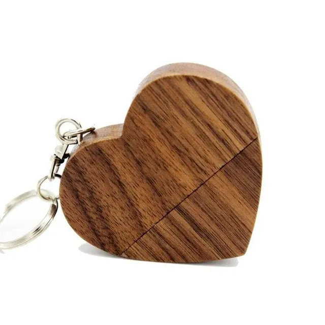 Stick USB din lemn în formă de inimă luminos GB Georgianna hneda 1