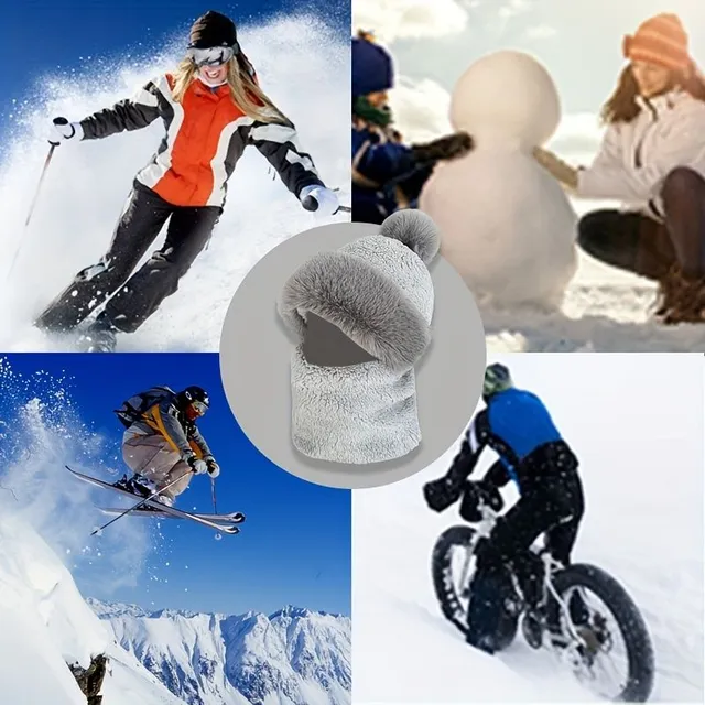 Zateplená čepice, maska a nákrčník na krk pro motocykly, outdoorové sporty a zimní aktivity