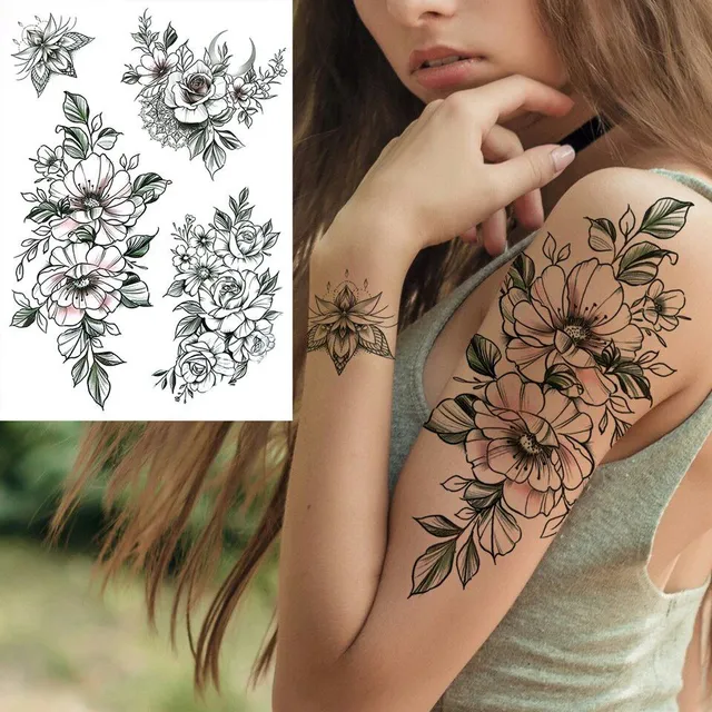 Tatuaj temporar sexy cu motive florale pentru femei