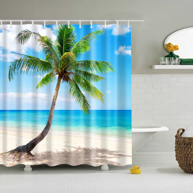 Shower curtain with nature motif