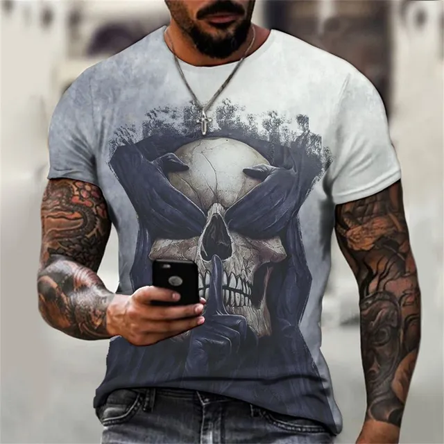 Men's stylish short sleeve shirt with skull print