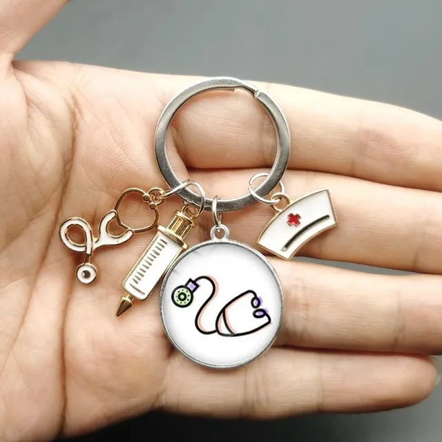 Original keychain with motif of doctors and nurses