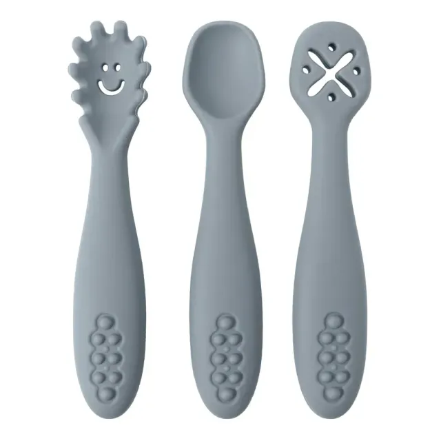 Set of three pieces of silicone spoons for children - More colours