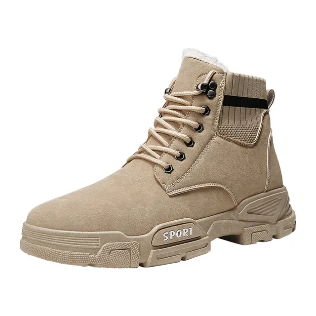 Winter men's stylish warm casual boots with thick soles