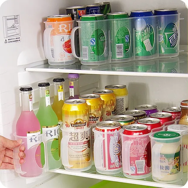 Storage organiser for cans in the fridge (Transparent)