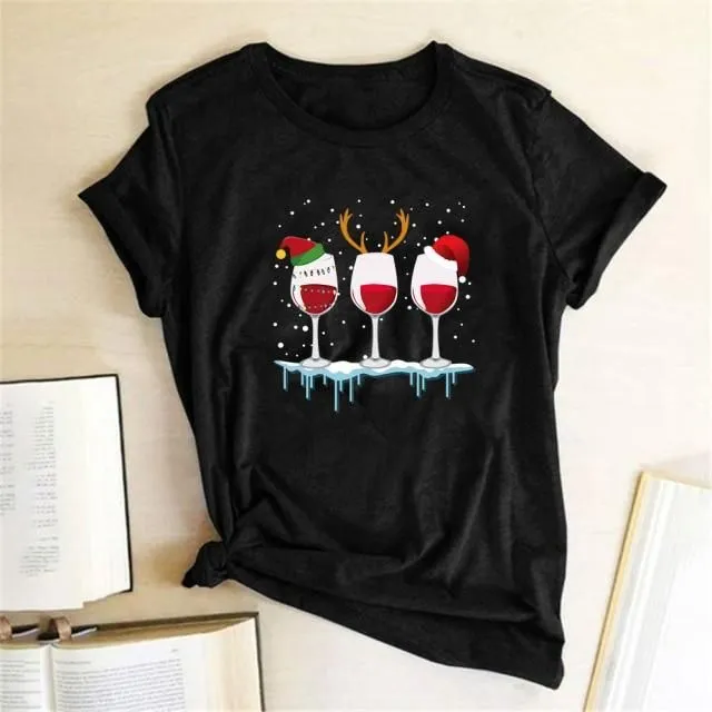 Christmas T-shirt with wine