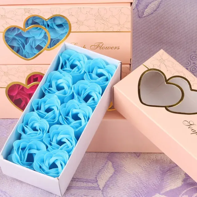 Gift set of 10 bath soaps in the shape of roses