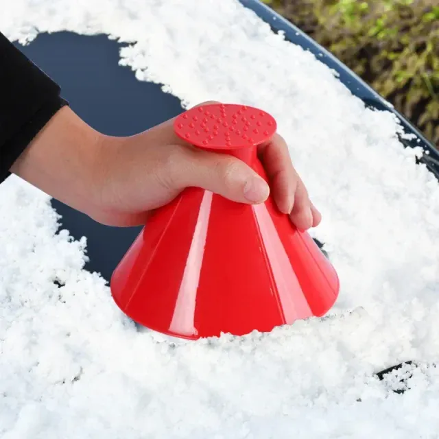 Ice scraper in the shape of a cone - tool for cleaning windows and windshields