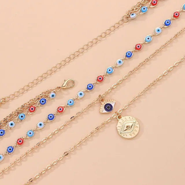 Fashionful multilayer necklace with eyes