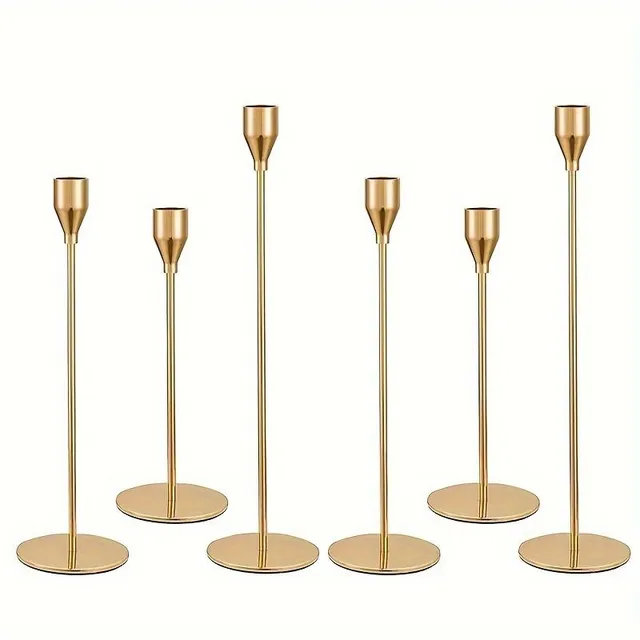 Original black-gold candlesticks for cone candles, for classic and LED candles, central points of the table and fireplace
