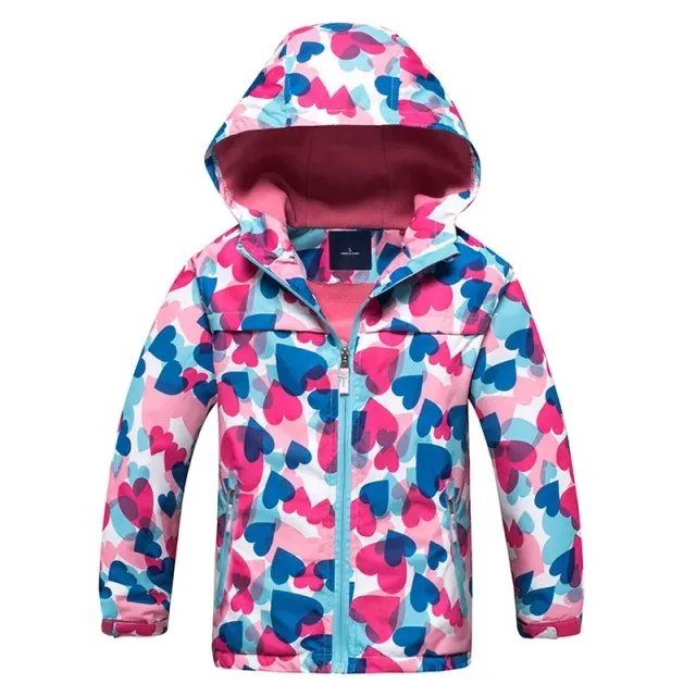 Girls spring floral fleece waterproof jacket